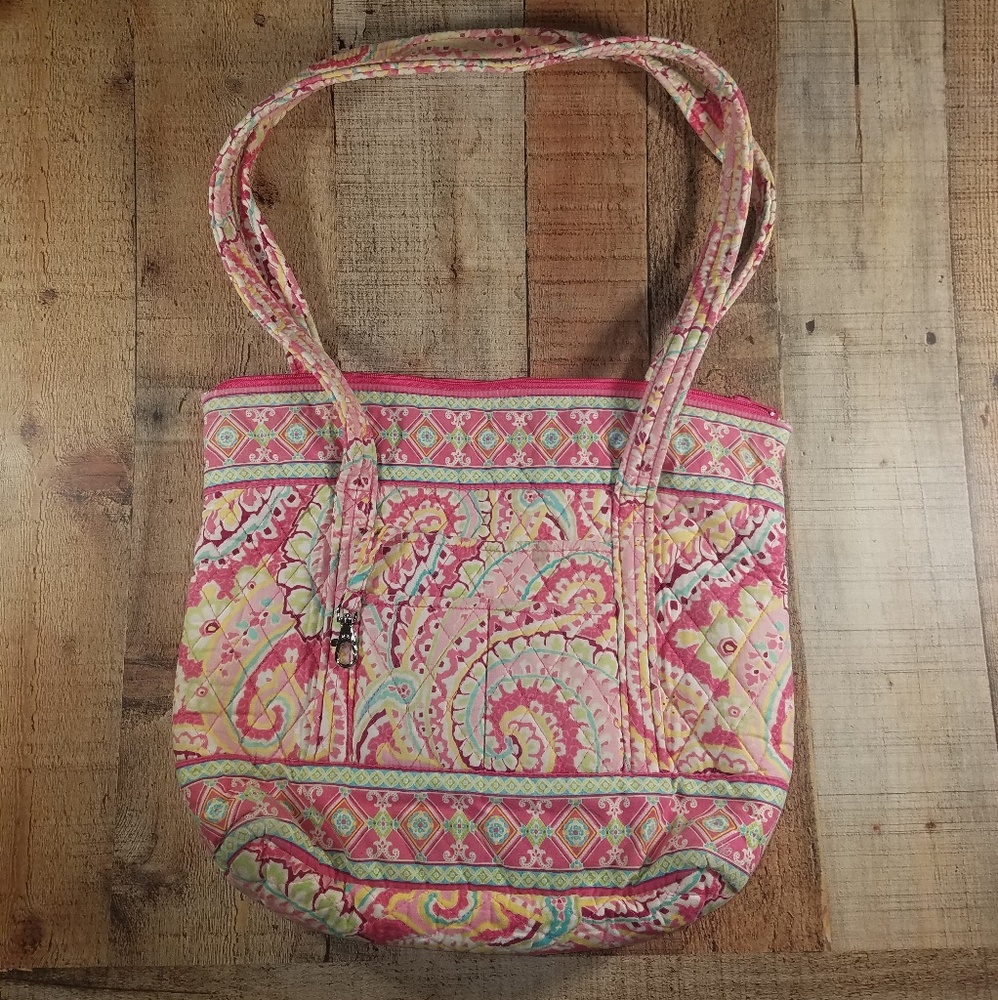 Vera Bradley Pink and Green Floral Handbag / Purse